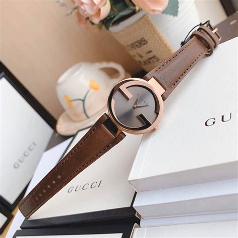 Gucci Interlocking G Brown Dial Brown PVD Ladies Watch 